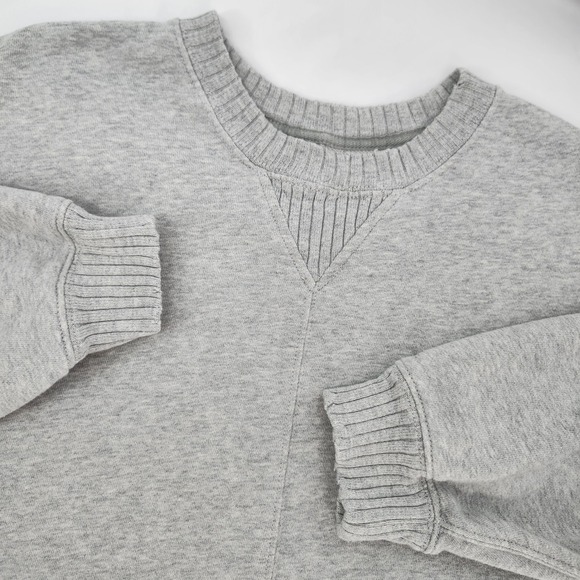 aerie Tops - Aerie Gray Cozy Crewneck Sweatshirt Womens Large Oversized Distressed Raw Hem